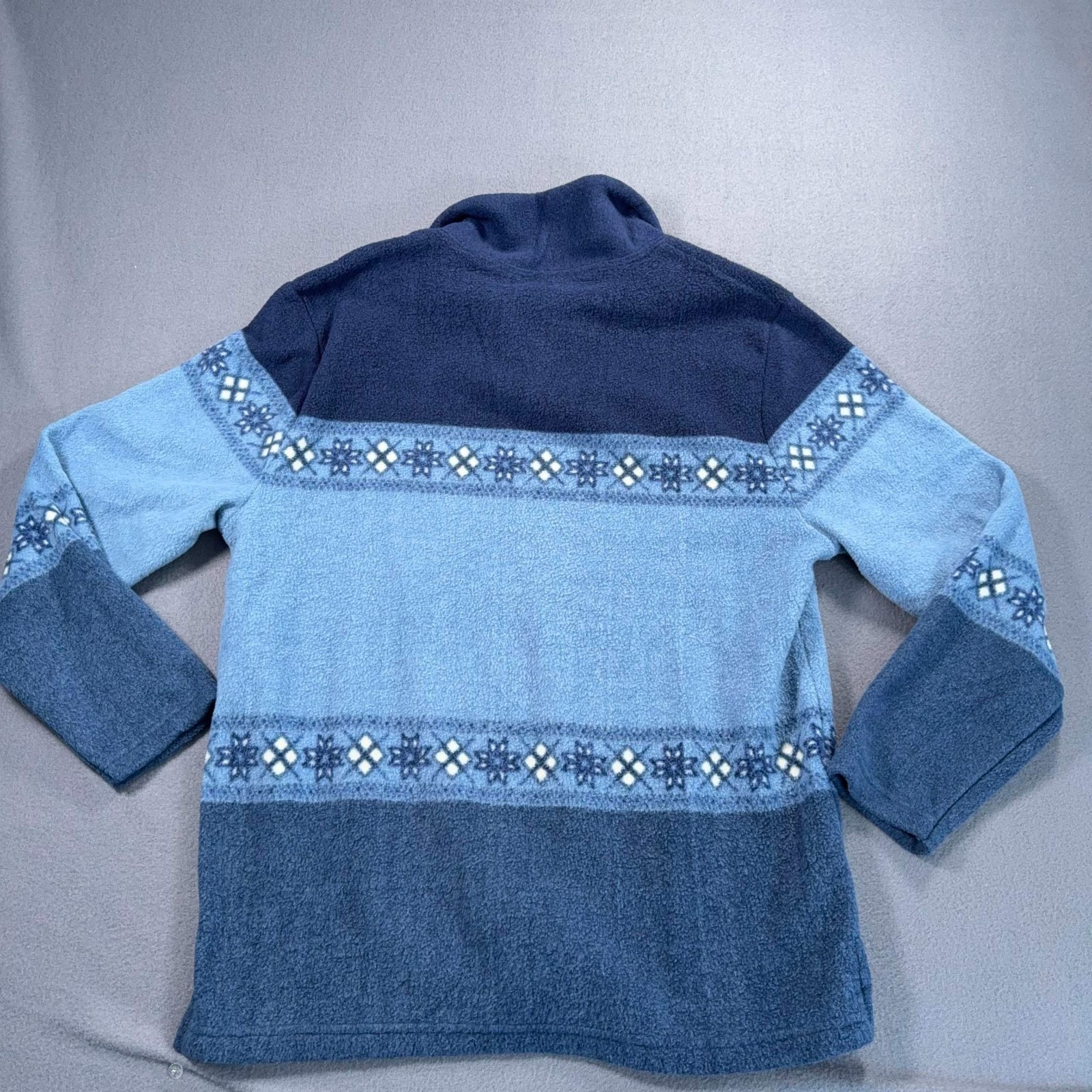 Global Gold Fleece Quarter Zip Pullover Medium Blue Fair Isle Sweater — image 2 of 8